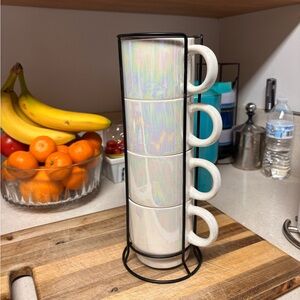 Iridescent Mug Set with Stand